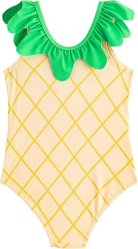LIZENS Girls One Piece Swimwear 2-12years Ruffle Trim Pineapple Cute Tropical Fruit Beach Bathing Suit for Kids Swimsuit in Kuwait