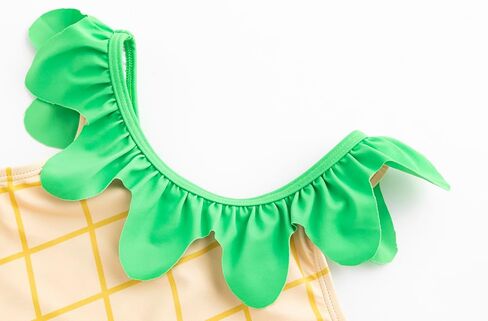 LIZENS Girls One Piece Swimwear 2-12years Ruffle Trim Pineapple Cute Tropical Fruit Beach Bathing Suit for Kids Swimsuit in Kuwait