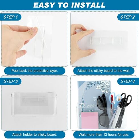 Wall Mounted Remote Holder Set,3 Pack Self Adhesive Magazine File,Mail Organizer Box for Wall,Bedside Caddy Phone Basket,Dorm,Office Storage Supplies,Kitchen Cabinet Door Organizer(COLOR:Transparent) in Kuwait