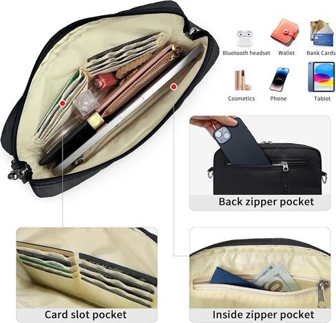 حقيبة منتفخة حقائب كروس مبطنة للنساء، حقيبة كتف منتفخة خفيفة الوزن، محفظة للهاتف الخلوي مع فتحات للبطاقات in Kuwait