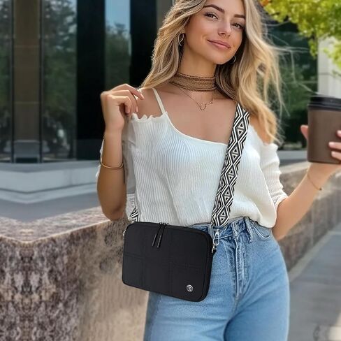 حقيبة منتفخة حقائب كروس مبطنة للنساء، حقيبة كتف منتفخة خفيفة الوزن، محفظة للهاتف الخلوي مع فتحات للبطاقات in Kuwait