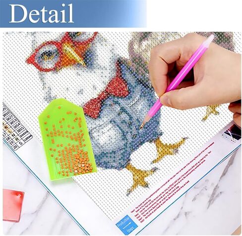 jfyhab مجموعات الرسم الماس الديك للبالغين، الدجاج 5d diy الماس مجموعات الفن للبالغين جولة الحفر الكامل اللوحة الماسية لتزيين الجدار المنزلي هدية 12 × 12 بوصة in Saudi Arabia
