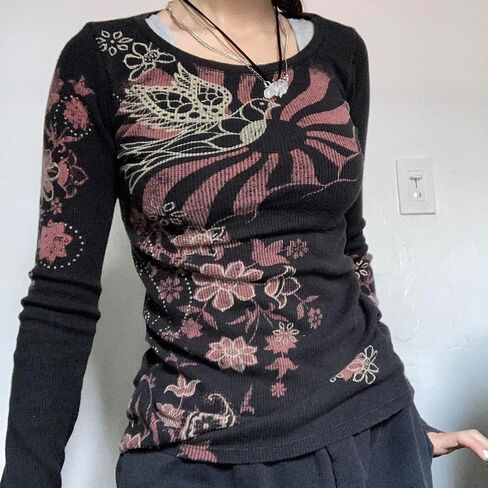 Lucakuins Women Y2k Long Sleeve Tops Fairy Grunge Graphic Tee Shirts Fairycore Aesthetic Fall Clothes Harajuku 90s Streetwear in Saudi Arabia