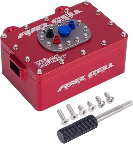 AMK 1/10 RC Crawler Fuel Cell Receiver, CNC Aluminum RC Cell Receiver, Simulated Fuel Tank for SCX10 PRO, Roll Cage, RR10 Capra, and Other RC Crawler Cars (Red) in Saudi Arabia