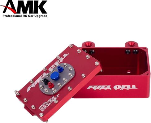 AMK 1/10 RC Crawler Fuel Cell Receiver, CNC Aluminum RC Cell Receiver, Simulated Fuel Tank for SCX10 PRO, Roll Cage, RR10 Capra, and Other RC Crawler Cars (Red) in Saudi Arabia