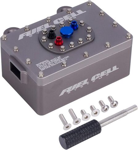 AMK 1/10 RC Crawler Fuel Cell Receiver, CNC Aluminum RC Cell Receiver, Simulated Fuel Tank for SCX10 PRO, Roll Cage, RR10 Capra, and Other RC Crawler Cars (Red) in Saudi Arabia