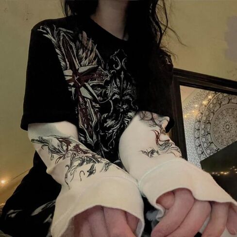 Lucakuins Women Y2k Long Sleeve Tops Fairy Grunge Graphic Tee Shirts Fairycore Aesthetic Fall Clothes Harajuku 90s Streetwear in Saudi Arabia