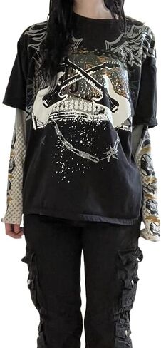 Lucakuins Women Y2k Long Sleeve Tops Fairy Grunge Graphic Tee Shirts Fairycore Aesthetic Fall Clothes Harajuku 90s Streetwear in Saudi Arabia