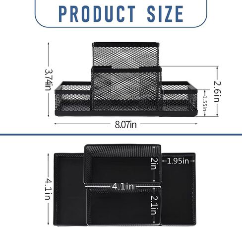 Ludato Desk Organizers Pen Holder for Desk, 4 Compartments Black Mesh Pen Holder Storage for Office Desk Accessories in Saudi Arabia