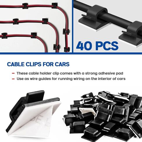 Xislet Universal Push Mount Cable Zip Tie مع حامل سلك منظم الأسلاك اللاصق وشريط تسخير الأسلاك، مقاطع مرساة الرمز البريدي مع المسمار، تعمل بشكل جيد لإدارة أسلاك كابل السيارات - 320 قطعة in Kuwait