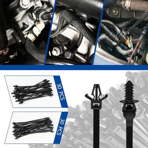 Xislet Universal Push Mount Cable Zip Tie مع حامل سلك منظم الأسلاك اللاصق وشريط تسخير الأسلاك، مقاطع مرساة الرمز البريدي مع المسمار، تعمل بشكل جيد لإدارة أسلاك كابل السيارات - 320 قطعة in Kuwait