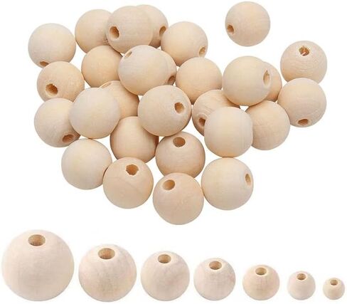 100Pcs DIY Natural Wooden Beads Unfinished Round Wooden Loose Beads for Crafts,Bracelet, Big Natural Round Ball Wood Beads (25mm) in Saudi Arabia