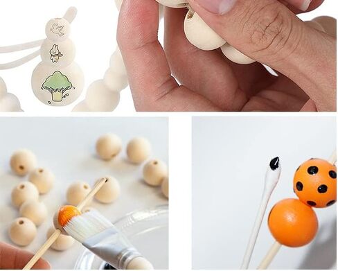 100Pcs DIY Natural Wooden Beads Unfinished Round Wooden Loose Beads for Crafts,Bracelet, Big Natural Round Ball Wood Beads (25mm) in Saudi Arabia