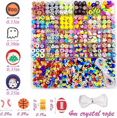 HHOOMY 2500Pcs Polymer Clay Beads Bracelet Making Kit, Clay Bead Charms for Necklace Earring Making, Bracelet Making DIY Arts Crafts in Saudi Arabia