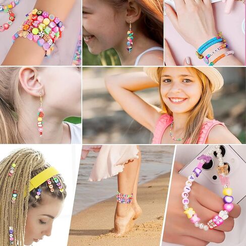 HHOOMY 2500Pcs Polymer Clay Beads Bracelet Making Kit, Clay Bead Charms for Necklace Earring Making, Bracelet Making DIY Arts Crafts in Saudi Arabia