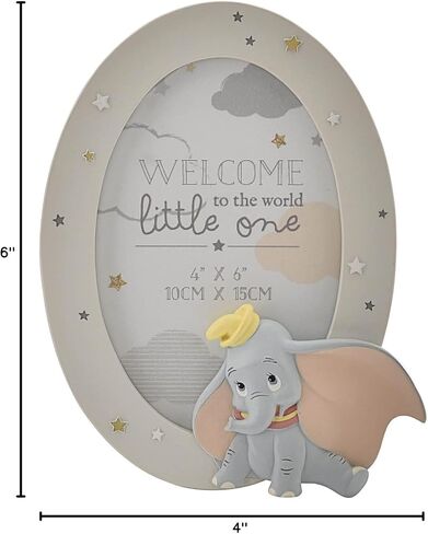 Happy Homewares Magical Beginnings Resin Bambi & Thumper Photo Frame 4" x 6" - Adorable Baby Gift Photo Frame - Officially Licensed in Saudi Arabia