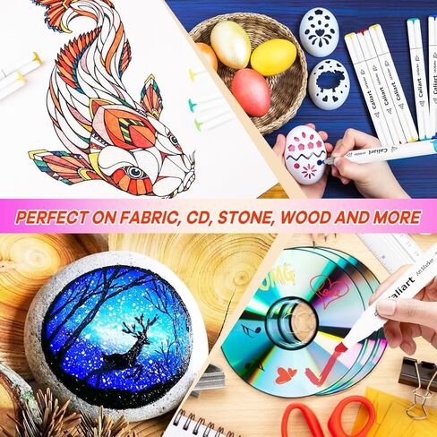 Caliart 52 Colors Fine & Chisel Alcohol Markers for Adult Coloring Book, Dual Tip Artist Sketch Art Markers, Aesthetic Cute Preppy Stuff School Supplies, Pens for Lettering Drawing Cards Planner in Saudi Arabia