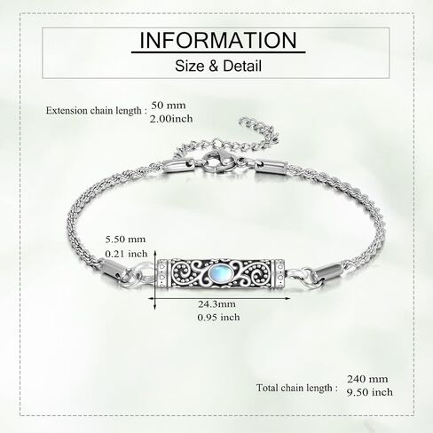 ONEFINITY Urn Bracelet For Ashes 925 Sterling Silver Bar Cremation Jewelry For Ashes Keepsake Pendant Locket Bracelet For Women Men in Kuwait