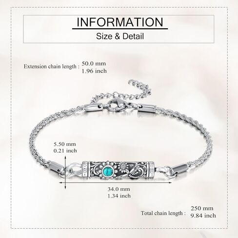 ONEFINITY Urn Bracelet For Ashes 925 Sterling Silver Bar Cremation Jewelry For Ashes Keepsake Pendant Locket Bracelet For Women Men in Kuwait