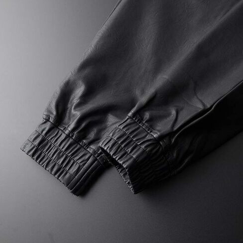 Idopy Men's Faux Leather Jogger Elastic Waist Drawstring PU Harem Pants in Kuwait