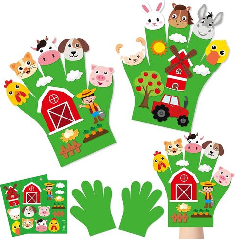 WATINC Felt Story Finger Puppets - 2Pcs DTY Storytelling Hand Puppet Felt Art Craft Education Gift, Making Storytime Glove Puppet Early Learning Role Play for Kids Toddles (Farm Animals) in Saudi Arabia