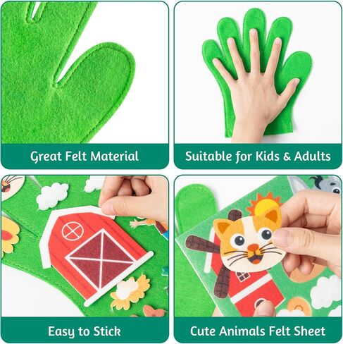 WATINC Felt Story Finger Puppets - 2Pcs DTY Storytelling Hand Puppet Felt Art Craft Education Gift, Making Storytime Glove Puppet Early Learning Role Play for Kids Toddles (Farm Animals) in Saudi Arabia