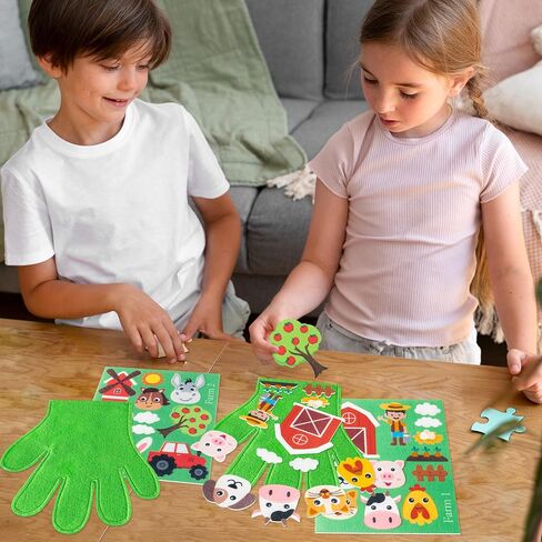 WATINC Felt Story Finger Puppets - 2Pcs DTY Storytelling Hand Puppet Felt Art Craft Education Gift, Making Storytime Glove Puppet Early Learning Role Play for Kids Toddles (Farm Animals) in Saudi Arabia