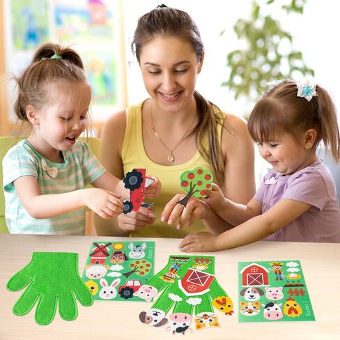 WATINC Felt Story Finger Puppets - 2Pcs DTY Storytelling Hand Puppet Felt Art Craft Education Gift, Making Storytime Glove Puppet Early Learning Role Play for Kids Toddles (Farm Animals) in Saudi Arabia