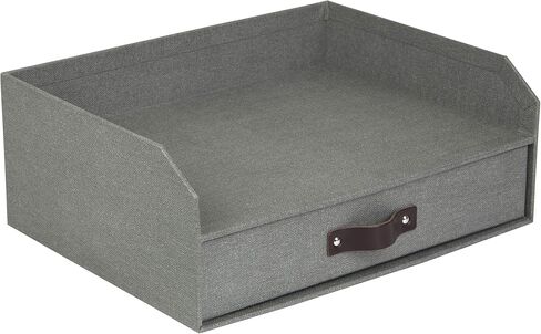 Bigso Walter Letter Tray | Paper Tray Organizer for A4 or Letter Size Documents with Full-Width Storage Drawer | Horizontal Letter Tray with Stable Rubber Feet for Desks | 13.1" x 10" x 5.2" | Gray in Kuwait