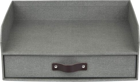 Bigso Walter Letter Tray | Paper Tray Organizer for A4 or Letter Size Documents with Full-Width Storage Drawer | Horizontal Letter Tray with Stable Rubber Feet for Desks | 13.1" x 10" x 5.2" | Gray in Kuwait