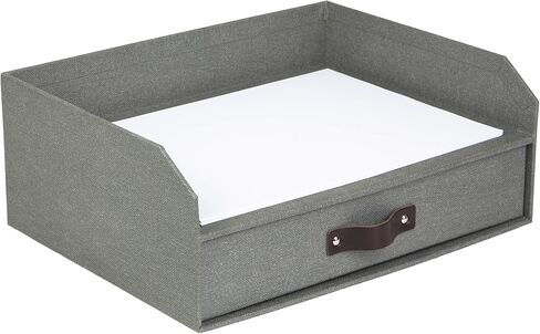Bigso Walter Letter Tray | Paper Tray Organizer for A4 or Letter Size Documents with Full-Width Storage Drawer | Horizontal Letter Tray with Stable Rubber Feet for Desks | 13.1" x 10" x 5.2" | Gray in Kuwait
