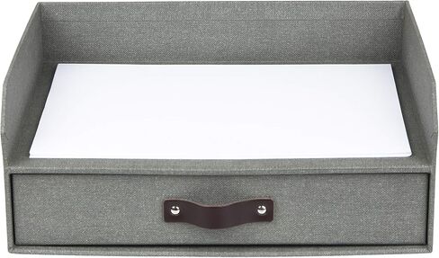 Bigso Walter Letter Tray | Paper Tray Organizer for A4 or Letter Size Documents with Full-Width Storage Drawer | Horizontal Letter Tray with Stable Rubber Feet for Desks | 13.1" x 10" x 5.2" | Gray in Kuwait
