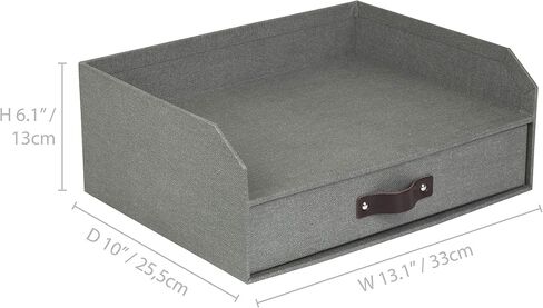 Bigso Walter Letter Tray | Paper Tray Organizer for A4 or Letter Size Documents with Full-Width Storage Drawer | Horizontal Letter Tray with Stable Rubber Feet for Desks | 13.1" x 10" x 5.2" | Gray in Kuwait