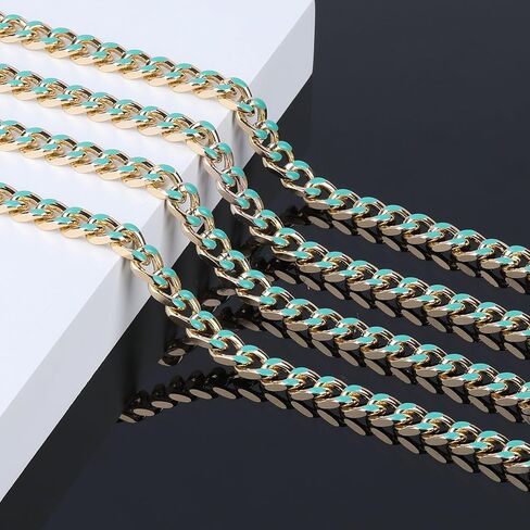 KYUNHOO 9.8 Feet Colorful Oil Dripping Cuban Chains for Jewelry Making Gold Plated Aluminum Chain Spool Unwelded Twist Curb Chain Roll with Jump Rings Lobster Clasps Jewelry Findings in Kuwait