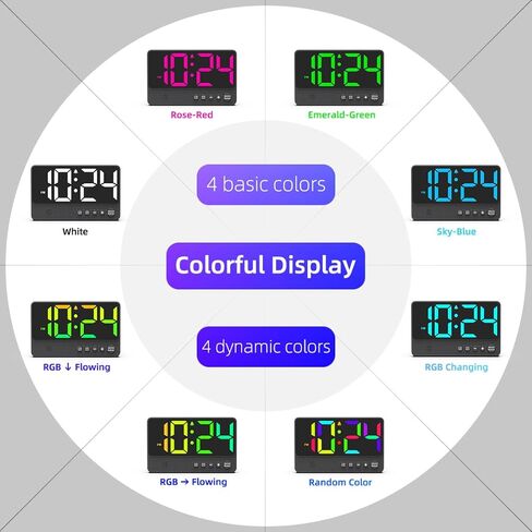 [Simple] Alarm Clock for Bedroom, Small LED Digital Clock with Large Number, RGB Display, Loud Alarm, Modern Electric Cool Clock for Bedside/Desk/Living Room and Kids/Boys/Teens/Seniors/Heavy Sleepers in Kuwait