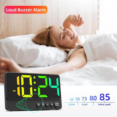 [Simple] Alarm Clock for Bedroom, Small LED Digital Clock with Large Number, RGB Display, Loud Alarm, Modern Electric Cool Clock for Bedside/Desk/Living Room and Kids/Boys/Teens/Seniors/Heavy Sleepers in Kuwait