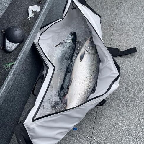 Buffalo Gear Insulated Fish Bag Cooler 48x18in,Leakproof Fish Kill Bag with 2 Reusable Cooler Ice Packs Portable Waterproof Fish Bag with Adjustable Shoulder Strap Keep Ice-cold More than 48 Hours in Saudi Arabia