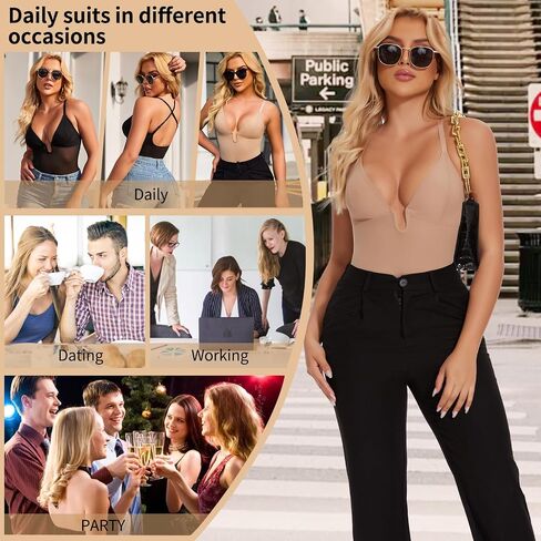 JOYSHAPER Backless Shapewear Tummy Control Body Shaper U Plunge Bodysuits Thong Shapewear Low Back Shapewear Sexy Bodysuits in Kuwait