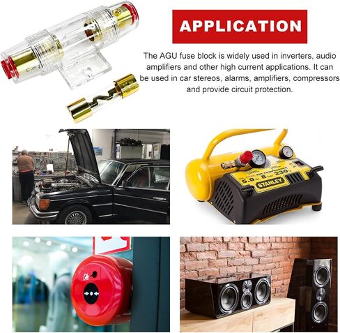 6 PCS Inline AGU Fuse Holder, Inline AGU Fuse Holder for 4-10 Gauge AWG Wire, Inline Fuse Holder with 100A AGU Fuse for Car Audio/Alarm/Compressor, Car Accessories in Kuwait