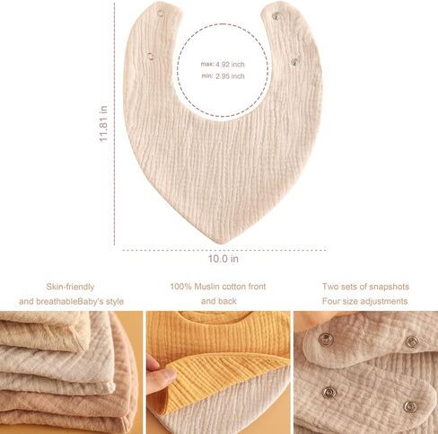 مرايل أطفال من قماش الموسلين من vuminbox، صدريات باندانا لعاب الأطفال، 100% قطن ماصة وناعمة وقابلة للعكس، مجموعة من 6 قطع للتغذية والتسنين in Kuwait