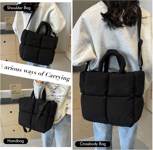 Puffer Tote Bag, Puffy Purse Crossbody Puffer Bags for Women Lightweight Down Cotton Padded Quilted Tote Bag in Saudi Arabia