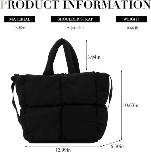 Puffer Tote Bag, Puffy Purse Crossbody Puffer Bags for Women Lightweight Down Cotton Padded Quilted Tote Bag in Saudi Arabia
