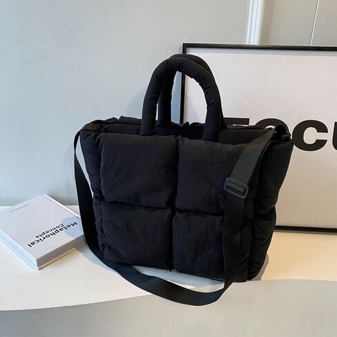 Puffer Tote Bag, Puffy Purse Crossbody Puffer Bags for Women Lightweight Down Cotton Padded Quilted Tote Bag in Saudi Arabia