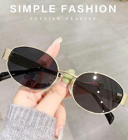 Trendy Retro Oval Sunglasses for Women Men Small Metal Frame Sun Glasses Ladies Shades BS1200 in Kuwait