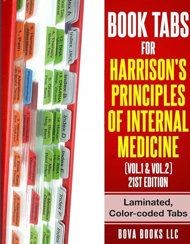 Book Tabs for Harrison's Principles of Internal Medicine, 21st Edition Volume 1 & Volume 2. Laminated, Color-Coded, and Removable with Alignment Guide for Easy Installation (Book not Included) in Saudi Arabia