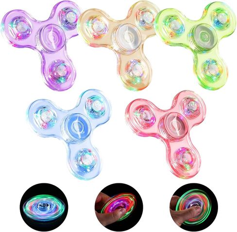 SCIONE 5 Pack Fidget Spinners, LED Light Up Fidget Spinner, Halloween Party Favor Goodie Bag Stuffers Glow in The Dark Sensory Toys, Stress Reduction and Anxiety Relief Hand Spinner in Saudi Arabia