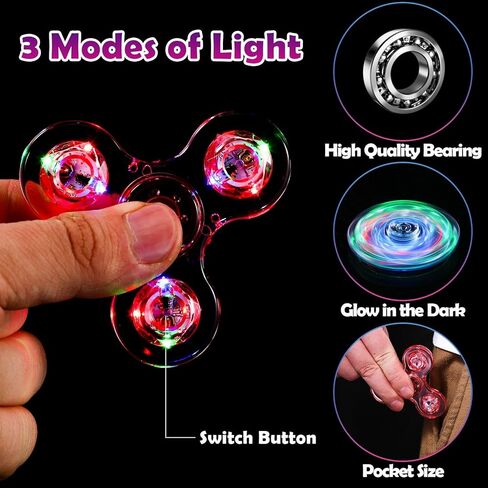 SCIONE 5 Pack Fidget Spinners, LED Light Up Fidget Spinner, Halloween Party Favor Goodie Bag Stuffers Glow in The Dark Sensory Toys, Stress Reduction and Anxiety Relief Hand Spinner in Saudi Arabia