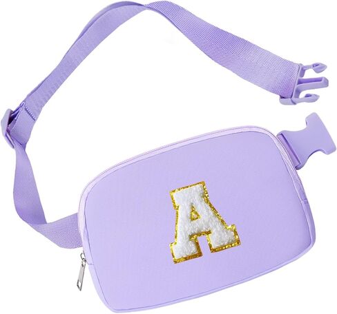 Initial Belt Bag Preppy 4 5 6 7 8 9 10 11 12 13 Year Old Girl Birthday Gifts Cute Crossbody Bags Small Fanny Waist Pack Christmas Trendy Gift for Daughter Granddaughter Women Teen Girl Purple A in Kuwait
