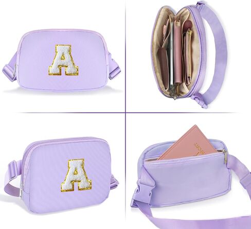 Initial Belt Bag Preppy 4 5 6 7 8 9 10 11 12 13 Year Old Girl Birthday Gifts Cute Crossbody Bags Small Fanny Waist Pack Christmas Trendy Gift for Daughter Granddaughter Women Teen Girl Purple A in Kuwait