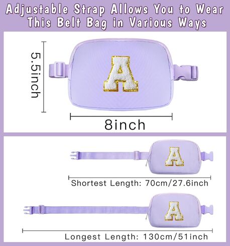 Initial Belt Bag Preppy 4 5 6 7 8 9 10 11 12 13 Year Old Girl Birthday Gifts Cute Crossbody Bags Small Fanny Waist Pack Christmas Trendy Gift for Daughter Granddaughter Women Teen Girl Purple A in Kuwait